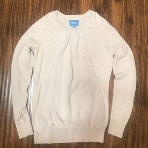 Vera Wang Taupe Sweater with Chiffon Trim